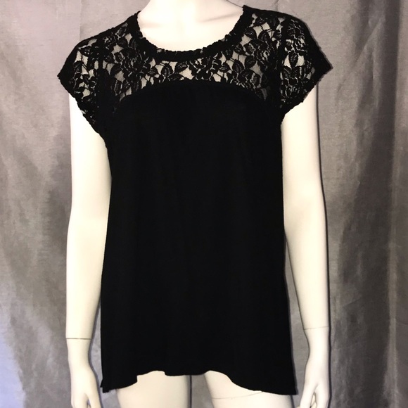 DKNY | Lace Short Sleeve Knit Top Tee